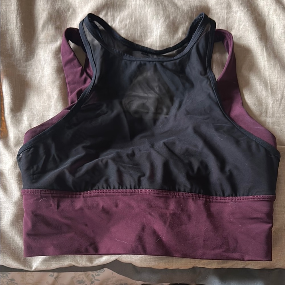 Lululemon Black and Burgundy Sports Bra